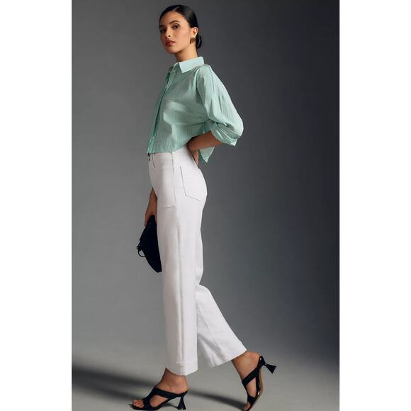 Pilcro The Skipper Seamed High-Rise Wide-Leg Jeans - New 34 waist - Picture 3 of 6